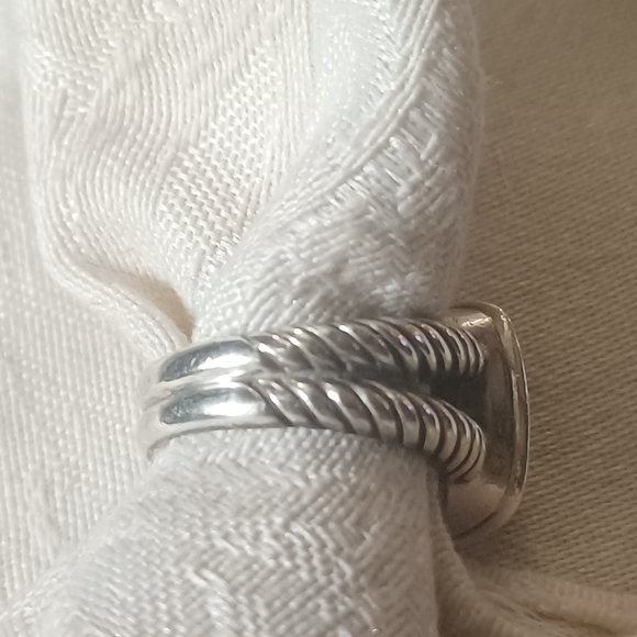 David Yurman Albion Ring with Onyx and Diamonds, SS, Size 7 - Picture 3 of 12